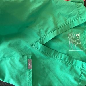 Figs top and joggers in safety green